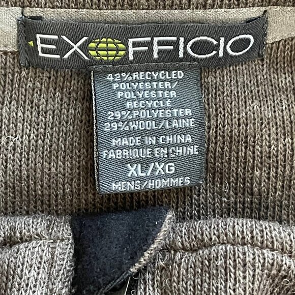 Exofficio 1/4 Zip Pullover Mens XL Kahve Wool Blend Thermal Long Sleeve Jacket - Picture 11 of 12